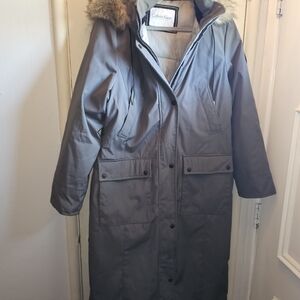 Calvin Klien Winter Coat Large Gray With Removable Hood Orig $275